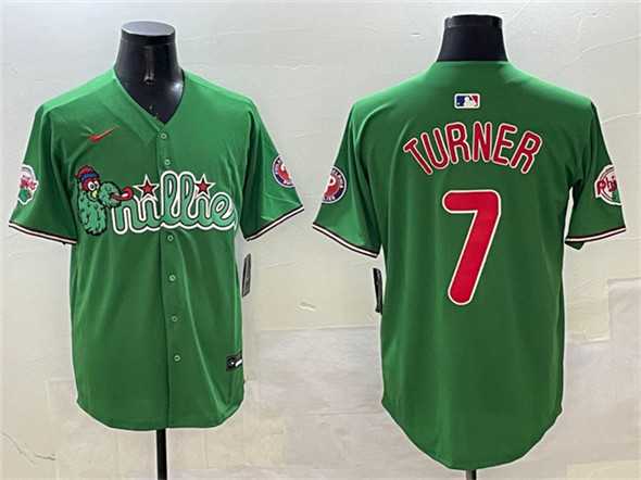 Men%27s Philadelphia Phillies #7 Trea Turner Green Phanatic Limited Stitched Jersey->philadelphia phillies->MLB Jersey